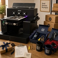 Impresora UV de Polvo A3 con Efecto Brillante, Impresora UV de Cama Plana para Carcasas de Teléfono, Adhesivos Acrílicos, Botellas y Cilindros de 3-11 cm