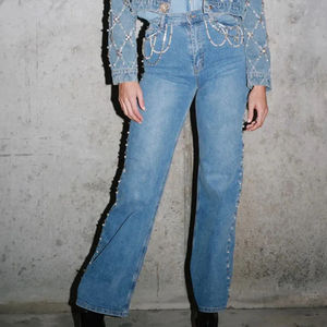 Prix ​​bas, utilisation en extérieur, pantalon en jean pour femmes, pour un usage décontracté, fabrication professionnelle, nouveau jean élégant pour femmes avec strass - Product Image 5