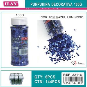 Glitter Decorativo Iln 100G Blu Luminoso a Forma di Cuore 4mm per Forniture Artigianali - Product Image 1