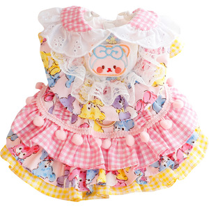 Robe de princesse pour animaux de compagnie, rose, imprimé animal mignon, polyester, printemps-été, vêtements pour petits chiens et chats, jupe style Lolita - Product Image 5