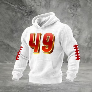 Sudadera con Capucha para Hombre, Color Rojo, con Número 49, Transpirable, de Poliéster Tejido, Manga Larga, Ropa Deportiva - Product Image 3