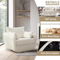 Fauteuil d'appoint pivotant à 360°, 39,3 pouces, en tissu bouclé Sherpa surdimensionné, avec coussins de dossier et d'accoudoirs amovibles, base en traîneau, doux et confortable