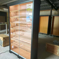 Vitrine à Cigares en Bois à Double Porte Vitrée Grande Capacité 4000 Cigares, Finition Vernie Écologique, Éclairage LED, Prête à l'Expédition