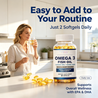 Cápsulas de Aceite de Pescado Omega 3 de Marca Propia, Superalimento, para Adultos, Vitaminas EPA y DHA para la Salud del Cerebro y el Corazón
