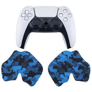 PlayVital - Almohadillas de Goma Suave con Textura Profesional Antideslizantes y Absorbentes del Sudor, Color Negro y Azul Camuflaje, para el Control de PS5 - Product Image 3