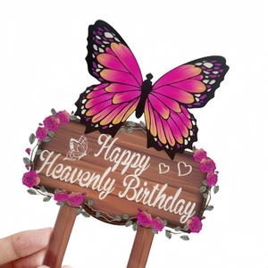 Ins Transfrontalier Style UV Couleur Impression Acrylique Papillon Gâteau Insert Joyeux <span class=keywords><strong>Anniversaire</strong></span> Fête Fournitures pour La Décoration De Gâteau - Product Image 6