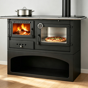 Poêle à <span class=keywords><strong>bois</strong></span> moderne autoportant avec <span class=keywords><strong>four</strong></span> latéral <span class=keywords><strong>et</strong></span> <span class=keywords><strong>plaque</strong></span> de cuisson pour chauffage domestique <span class=keywords><strong>et</strong></span> cuisson, appartement, villa, efficacité 75% - Product Image 4