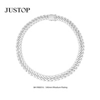 Collier ras du cou unisexe minimaliste en acier inoxydable plaqué rhodium avec zircon, chaîne cubaine géométrique style Miami, idéal pour mariage et mode