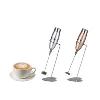 Mousseur à lait et mélangeur à café miniatures écologiques en acier inoxydable, fonctionnant sur piles, pour usage domestique, design simple