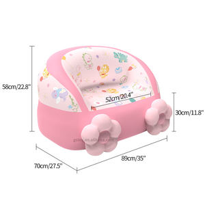 زهرة وردية صالة هوائية للأطفال نمط ديناصور التخييم نفخ أريكة وسادة قابلة للإزالة وسادة قابلة للنفخ للأطفال - Product Image 5