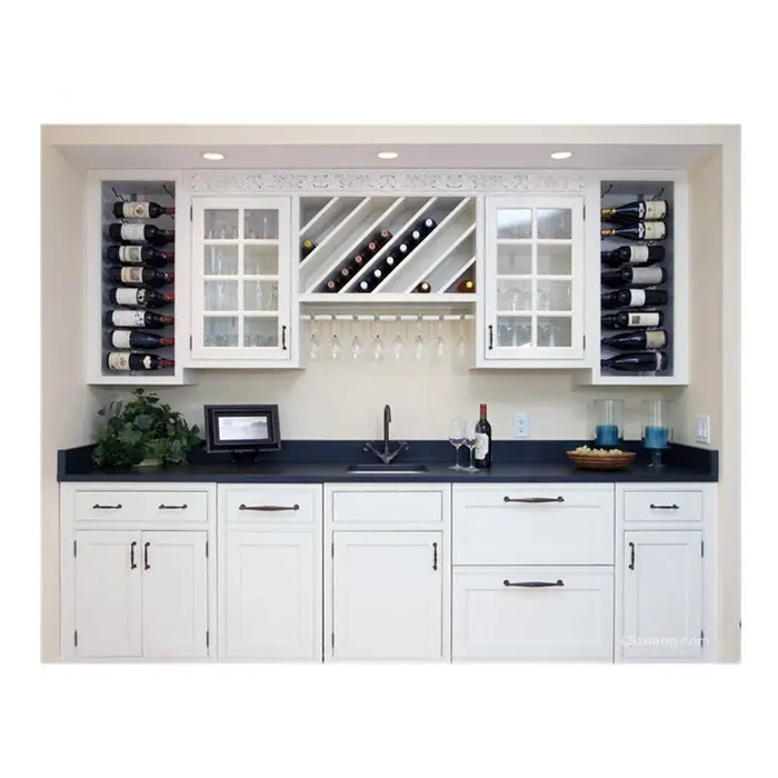 New Modern Style Modern Hinge Accessories American White Wooden Kitchen Cabinet Set