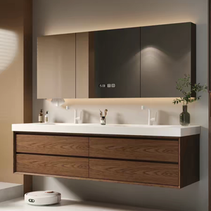 <span class=keywords><strong>Meuble</strong></span>-lavabo mural Guanda en <span class=keywords><strong>bois</strong></span> <span class=keywords><strong>massif</strong></span> vintage sur mesure, 70-200 <span class=keywords><strong>cm</strong></span>, en noyer, durable et facile à nettoyer, vente en gros - Product Image 2