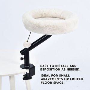 Table Mounted <b>Cat</b> Bed Particle Board Soft Rabbit Fur Cushion Space Saving Pet Shelf for Interaction - Product Image 3