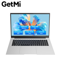 Ordinateur portable professionnel GetMi 18,5 pouces IPS Full HD 1920x1080 Intel N150, clavier anglais, stockage SSD+HDD, Windows 11, ouverture à 180°, garantie 1 an