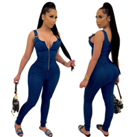 Vendeurs de vêtements Casual Women's Denim Jumpsuit Women's Summer New High Elastic Bretelles Denim Jumpsuit