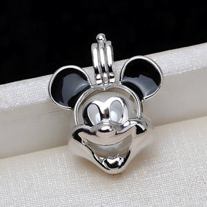 Dije de Plata S925 de Mickey Mouse con los 12 Signos Zodiacales, Sin Orificios, para Perlas de 8-10 mm, Accesorios para Manualidades, Base Vacía 2988, Componentes y Fornituras de Joyería - Product Image 1