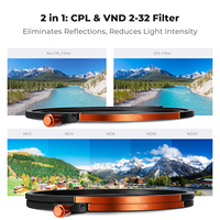 Kit de filtres magnétiques pour objectif d'appareil photo K&F Concept 49-82 mm CPL + ND2-32 + Black Mist 1/4 + Anneau adaptateur magnétique et capuchon d'objectif