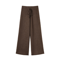 Ensemble deux pièces décontracté personnalisé pour femme : pull en maille et pantalon à cordon de serrage en dentelle de couleur unie