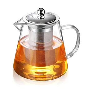 Çıkarılabilir çay su ısıtıcısı Stovetop güvenli demlik ile 40oz cam çaydanlık ve sallama çay demliği Maker cam çaydanlık