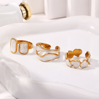 Plaqué or Chunky réglable empilable doigt bague Pack ouvert gouttes-peinture finition nacrée feuille bague bijoux cadeau pour les femmes