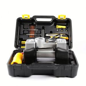 Compresseur d'air portable robuste pour voiture électrique, double cylindre, avec boîtier en plastique, pour réparation de pneus et surveillance de la pression des pneus 12V - Product Image 2