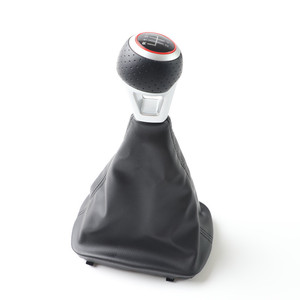 Pommeau de levier de vitesse en cuir pour Audi A6, design ergonomique, anneau rouge - Product Image 1