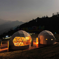 Tenda Domo Geodesik Transparan Kain PVC 4 Musim untuk Glamping Mewah, Hotel Mewah, Tenda Domo Geodesik