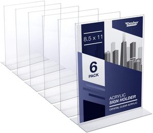 Lot de 6 porte-affiches en acrylique de 8.5x11 pouces avec dos incliné vertical porte-affiches en acrylique transparent cadres photo Lucite - Product Image 4
