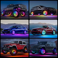 Nouvelles lampes LED RGB 12V 17 pouces pour jantes de voiture, étanches IP68, avec contrôle par application et télécommande RF portable, à flash automatique