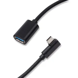 Kabel USB 3.0 AF ke kabel OTG tipe-c, kabel siku 90 derajat
