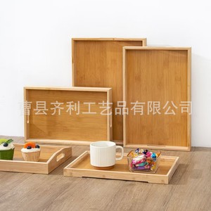 Bamboo Serving <b>Trays</b> With Handle For <b>Tea</b> Snacks Food Household Use - Product Image 2