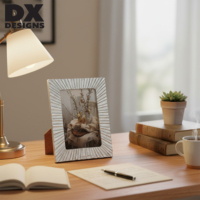 Cadre photo en résine texturé argenté effet soleil 4x6" 5x7", cadre photo de bureau finition métallique, élégant porte-photo pour la décoration de la maison
