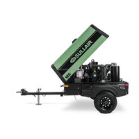 Compresseur d'air mobile à vis diesel Sullair 185 CFM pour la construction, l'exploitation minière et le forage, 7 bar/100 psi, 185 CFM/5,2 m³/min