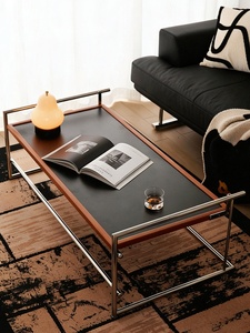 Tavolino da Caffè <span class=keywords><strong>Rio</strong></span> in Stile Mid-Century, Design Pieghevole Due-in-Uno in Ferro, Arredamento per Soggiorno, Ufficio e Casa per Piccoli Appartamenti - Product Image 1
