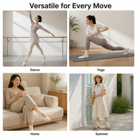 Calcetines de yoga OEM personalizados para mujer con corte abierto en el empeine, calcetines de baile antideslizantes de algodón y elastano de punto acanalado para estudio de ballet