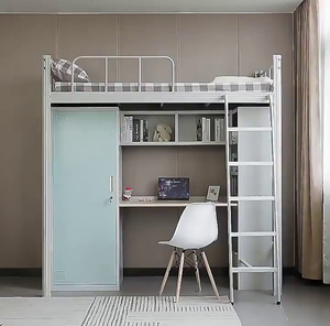 <span class=keywords><strong>Letto</strong></span> a <span class=keywords><strong>Soppalco</strong></span> in Metallo per Adulti Personalizzato <span class=keywords><strong>Matrimoniale</strong></span>/Queen <span class=keywords><strong>con</strong></span> Scrivania e Armadio per Casa Scuola Appartamento - Product Image 3