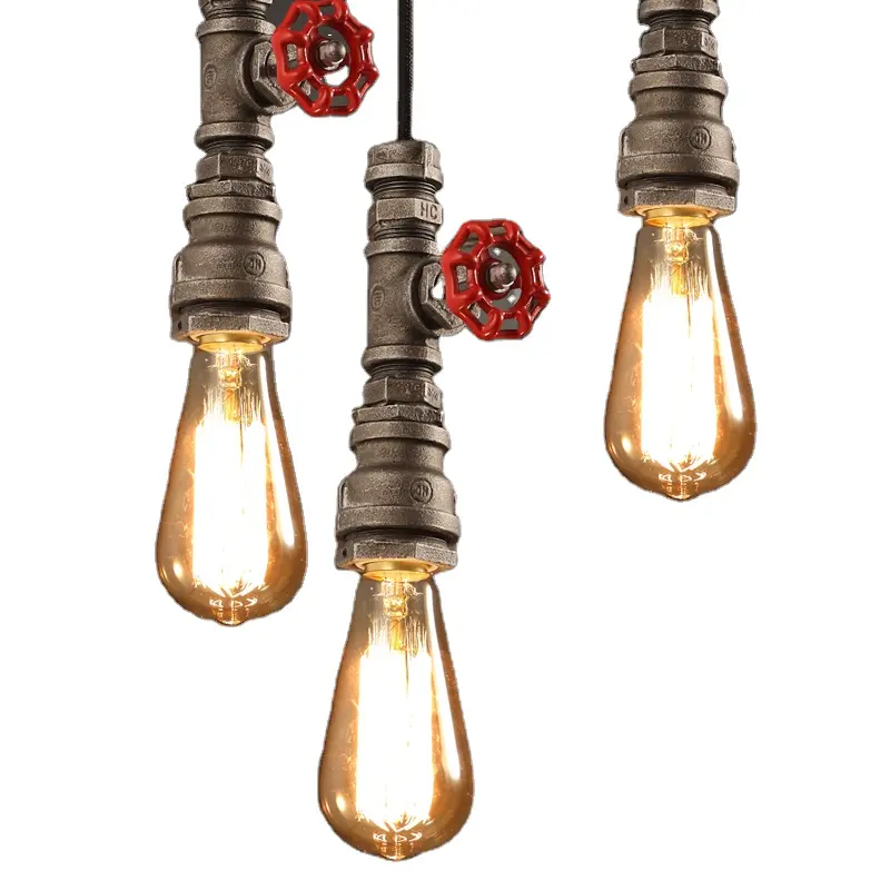 industrial loft style chandelier personality retro water pipes vintage light pendant bulb pendant light