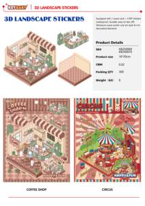 Keybaby Custom OEM impermeável estereoscópico isométrico dos desenhos animados mini 3D beijo corte vinil adesivo cena paisagismo adesivos para crianças - Product Image 2