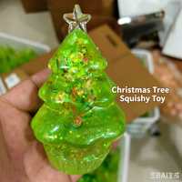 Jouet Squishy de Noël en Maltose Scintillant : Sapin, Bonhomme de Neige, Père Noël – Jouet Anti-Stress à Presser pour Enfants