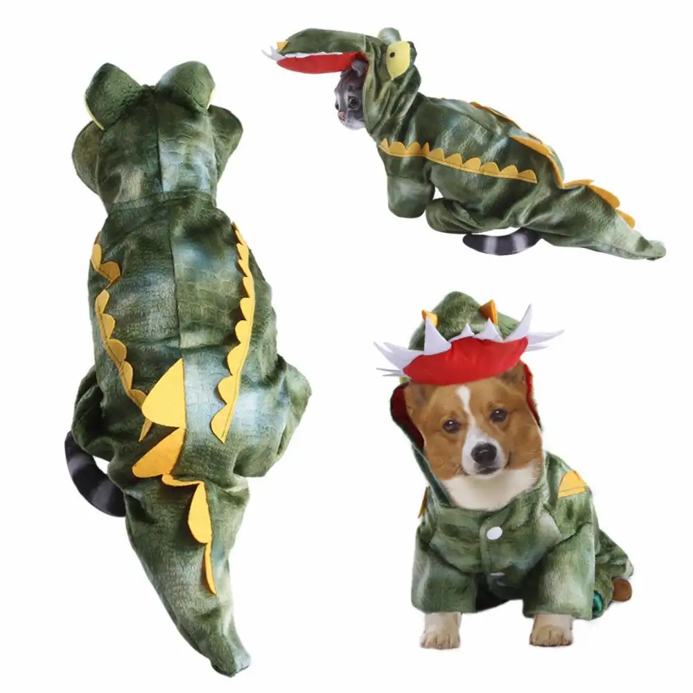 Funny Crocodile Style Dog Disguise Jacket Pet Cartoon Style Hoodie Pajamas Clothes Customization Button Cardigan Cat Sweater