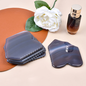 Véritable pierre d'agate grise naturelle Guasha outil Logo personnalisé gris Jade masseur de <span class=keywords><strong>Gus</strong></span> Sha pour le visage vente en gros peau raffermissante visage Gua Sha - Product Image 2