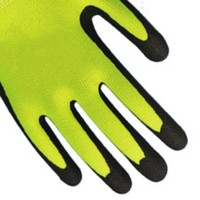 Gants de travail U Smile en nitrile jaune fluorescent 15 jauges, enduits de sable, paume noire antidérapante, respirants, de sécurité