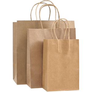 White Brown <b>Bread</b> Baking Kraft Paper <b>Bags</b> With Logo, Custom Snack Burger Food <b>Bag</b>, Cake Coffee Shop Takeaway <b>Bag</b> With Handles - Product Image 1