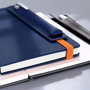 Custom PU Leather <b>A5</b> Notebook with Pen Holder Business Office School Gift Thread Sewing Promotion Notebook with Elastic Strap - Product Image 3