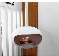 Décoration de villa au design moderne Cheminée suspendue autoportante avec flamme véritable éthanol