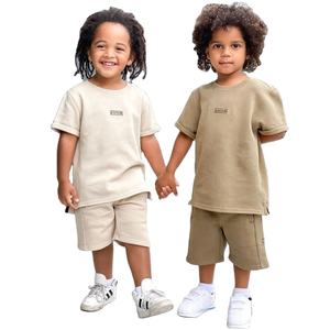 Vente en gros de vêtements pour enfants ensemble d'été décontracté en coton pour tout-petits garçons ensembles de vêtements t-shirt et <span class=keywords><strong>short</strong></span> de jogging 2 pièces - Product Image 2