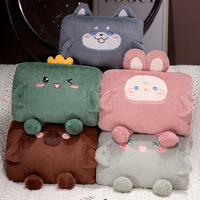 Coussin chauffe-mains en peluche animaux de dessin animé mignons, fausse fourrure de lapin douce pour l'hiver, maison, bureau, cadeau, décoration
