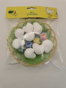 ערכת ציור עשה זאת בעצמך בצבע עוף. 8 יחידות עוף לבן בסל עם 4 צבעים ומברשת. - Product Image 5