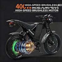 Vélo de montagne électrique à pneus larges, phare LED, amortisseur arrière, frein à disque pour adultes