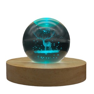 Prix usine point 3D veilleuse boule de cristal point Lilo coloré <span class=keywords><strong>lampe</strong></span> de Table en bois ornement de lit - Product Image 6